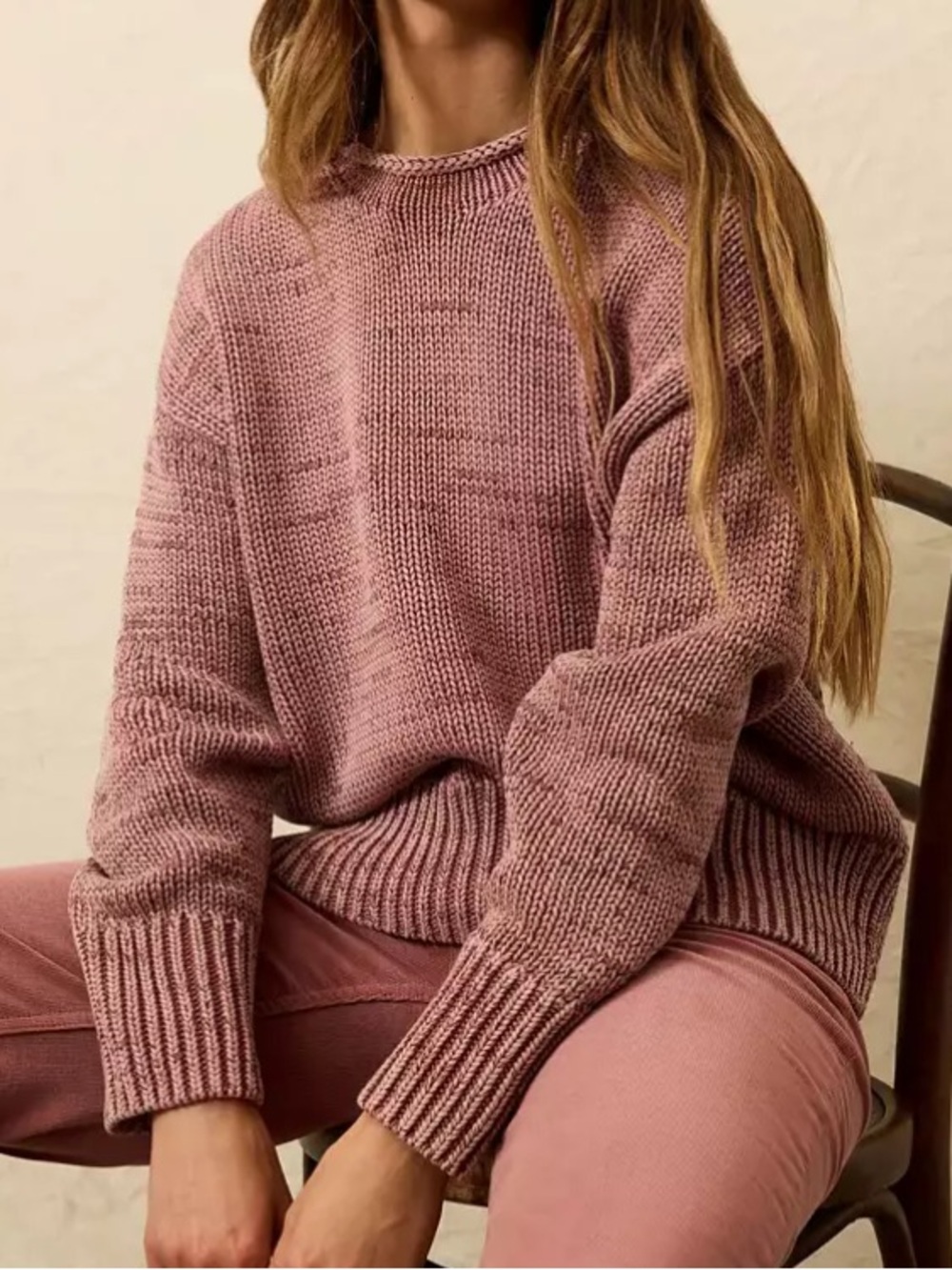 Faherty Sweater Women S Sunwashed Chunky Knit Crew Neck Relaxed Organic Cotton